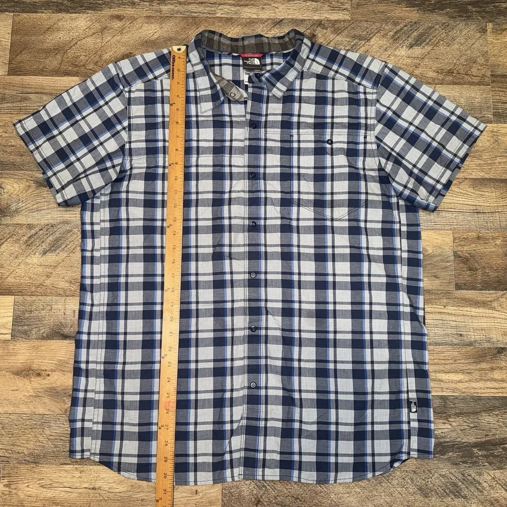 The North Face Western Snap‎ Shirt Mens XL Blue Gray Plaid Dress Button Up